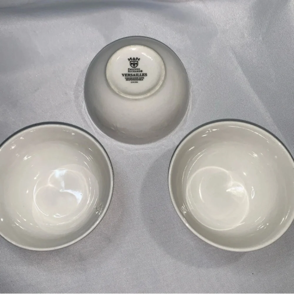 Philippe Richard Versailles Vintage Bowls Porcelain White Ceramic Lot of 3